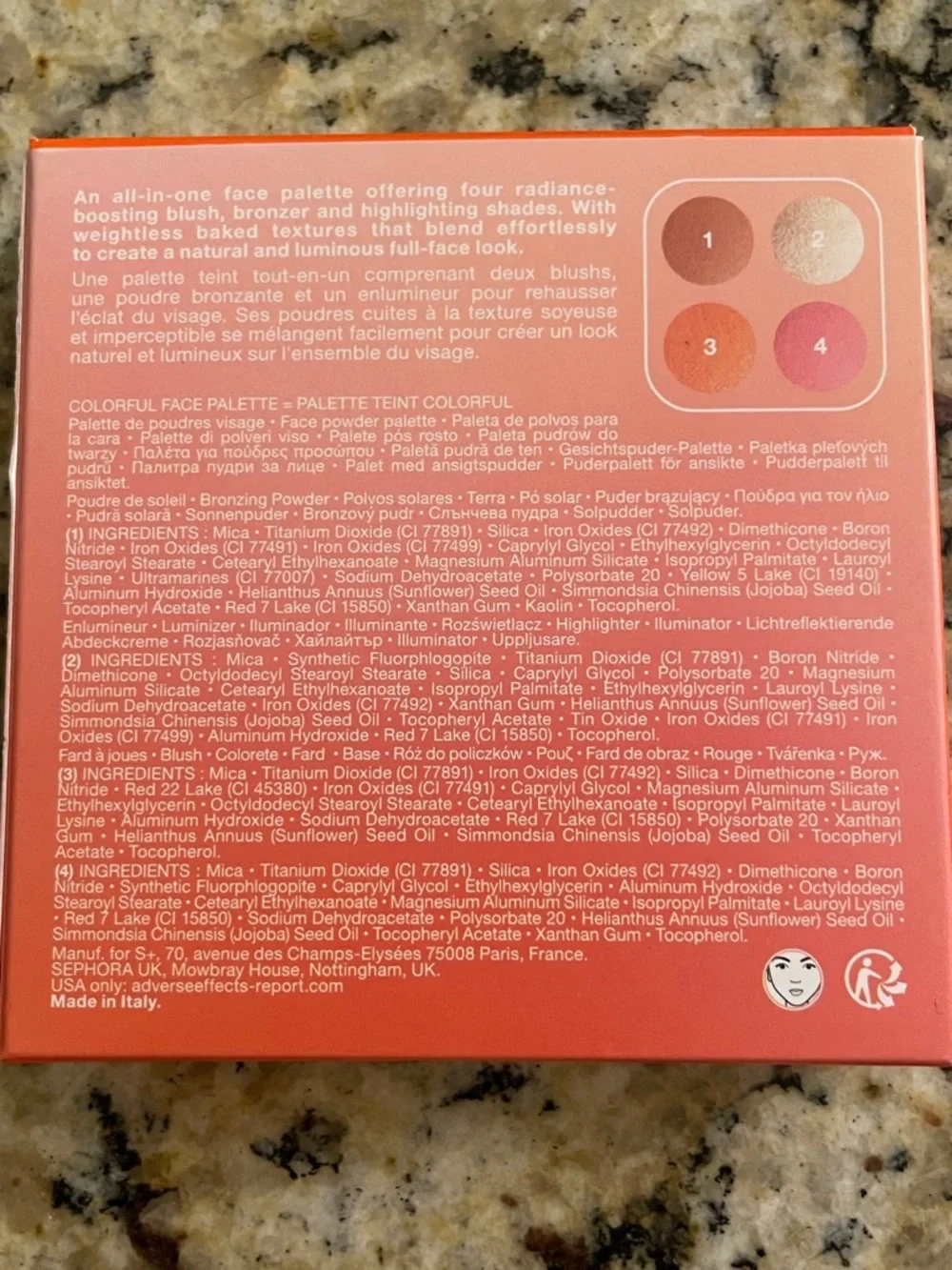 Sephora Colorful Face Palette - Coral, Pink & Champagne